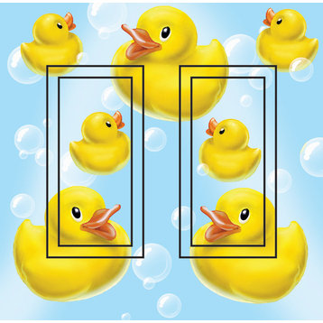 Rubber Ducky Double Rocker Peel and Stick Switch Plate Cover: 2 Units