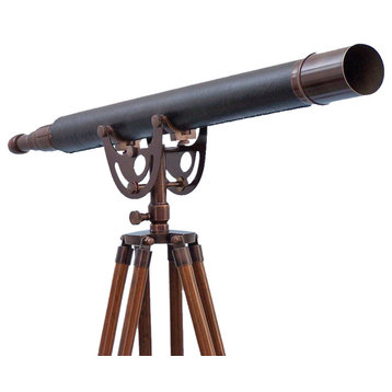 Floor Standing Bronzed With Leather Anchormaster Telescope 65''