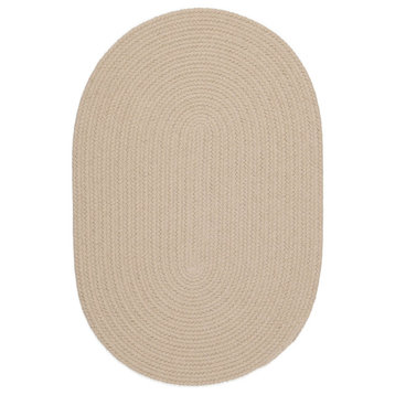 Lullaby Childrens Solid Braided Rug Sand Beige 8'x11' Oval
