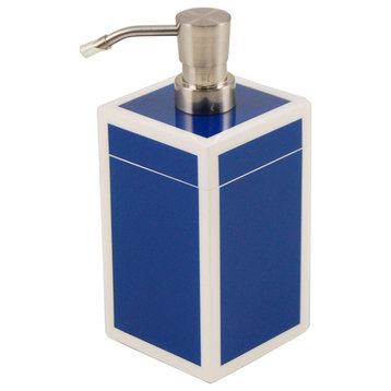 True Blue & White Lacquer Bathroom Accessories, Soap Pump
