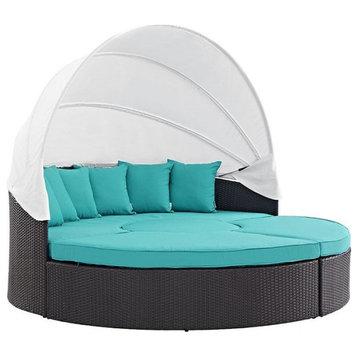 Modway Convene Canopy outdoor Patio 5 Daybed, Espresso Turquoise