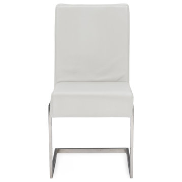 Toulan White Faux Leather Upholstered Stainless Steel Dining Chair, Set of 2