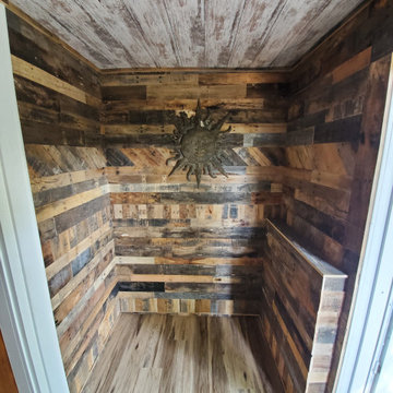 Creative barn wood entry remodel