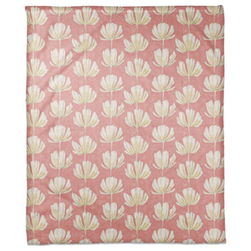 Pink Floral Pattern 50"x60" Coral Fleece Blanket