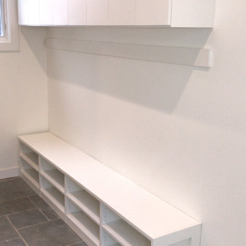 Chic Custom Small White Mudroom Transformation Project