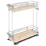 Rev-A-Shelf - Two-Tier Sold Surface Pull Out Organizers With Soft Close, Natural Maple, 8.75" - Bring the elegance with this chic design into your home with the Rev-A-Shelf 5322 Series designed for faceframe cabinets. This Two-Tier Base Organizer combines clean lines, modern accents, and your choice of luxurious grey or maple shelving surfaces to create a striking piece of organizational technology. Features patented door mount brackets, Blum soft-close slides system and heavy duty construction.