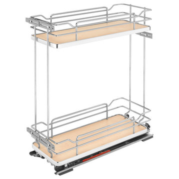 Two-Tier Sold Surface Pull Out Organizers With Soft Close, Natural Maple, 8.75"