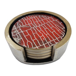 Waylande Gregory Coral Crackle Coasters - Coasters