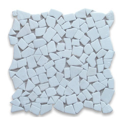 Stone Center Online - Thassos White River Rocks Pebble Stone Mosaic Tile Tumbled - Marble from Greece - Mosaic Tile