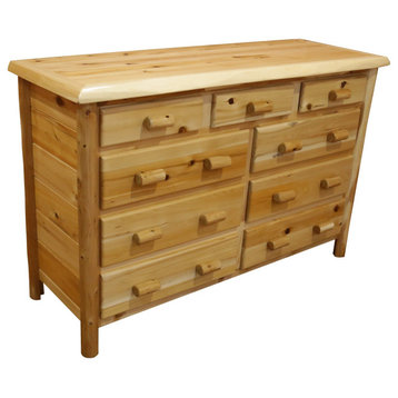 White Cedar Log 9-Drawer Dresser