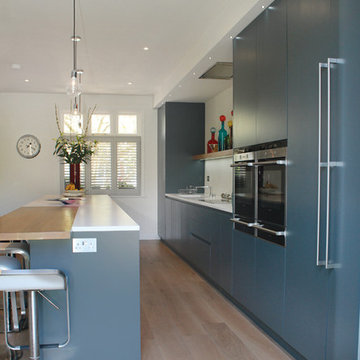 Open Plan Kitchen in Modern Blue