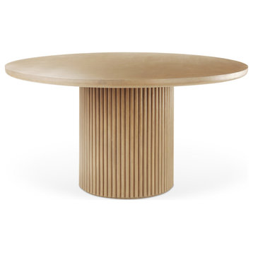 Terra 60L x 60W x 30H Light Brown Wood Round Fluted Dining Table