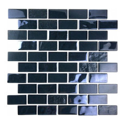GBM Manufacturing - Landscape 10"x11" Textured Glass Brick Mosaic Tile,Swamp Black - Mosaic Tile