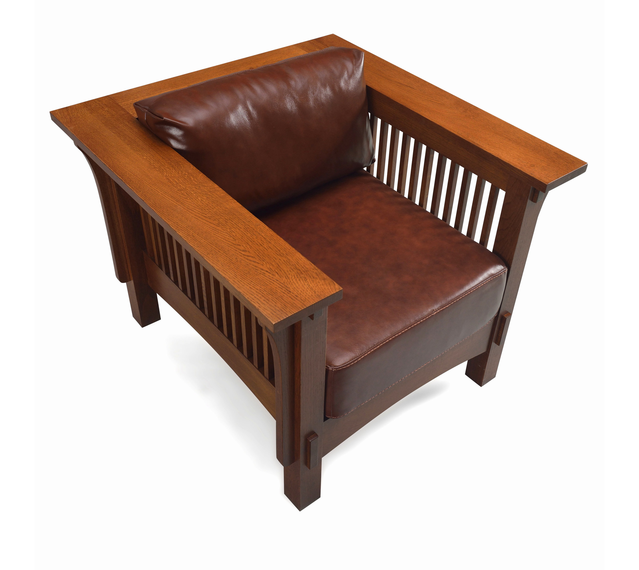 Mission Style Quarter Sawn Oak and Leather Arm Chair - Craftsman