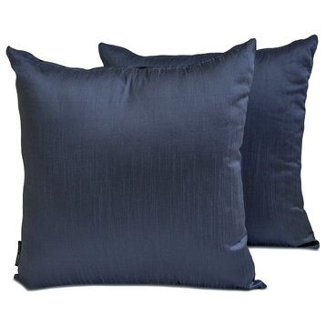 Art Silk 20"x28" Lumbar Pillow Cover Set of 2 Plain Solid - Midnight Blue Luxury