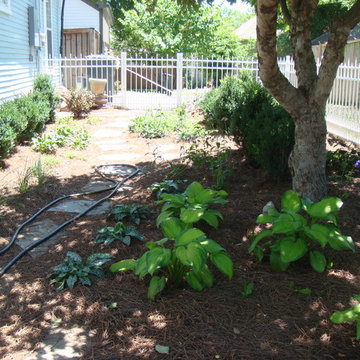 Tiny Brick Courtyard and Shade Garden