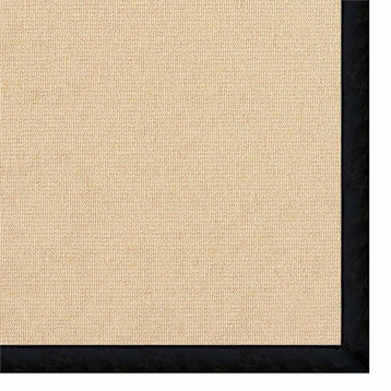 Linon Empire Machine Tufted Wool 2'6"x12' Rug in Natural and Black Leather