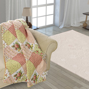 Chiara Rose Microfiber Reversible 1-Piece Multipurpose Quilted Throw Blanket