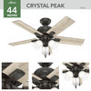 Hunter 44" Crystal Peak Noble Bronze Ceiling Fan, LED Kit, Pull Chain