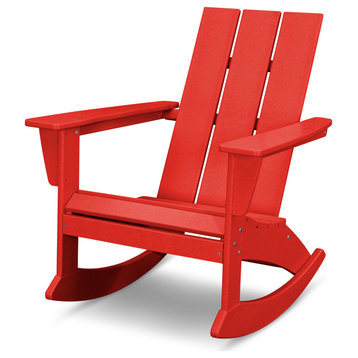 POLYWOOD Modern Adirondack Rocking Chair, Sunset Red