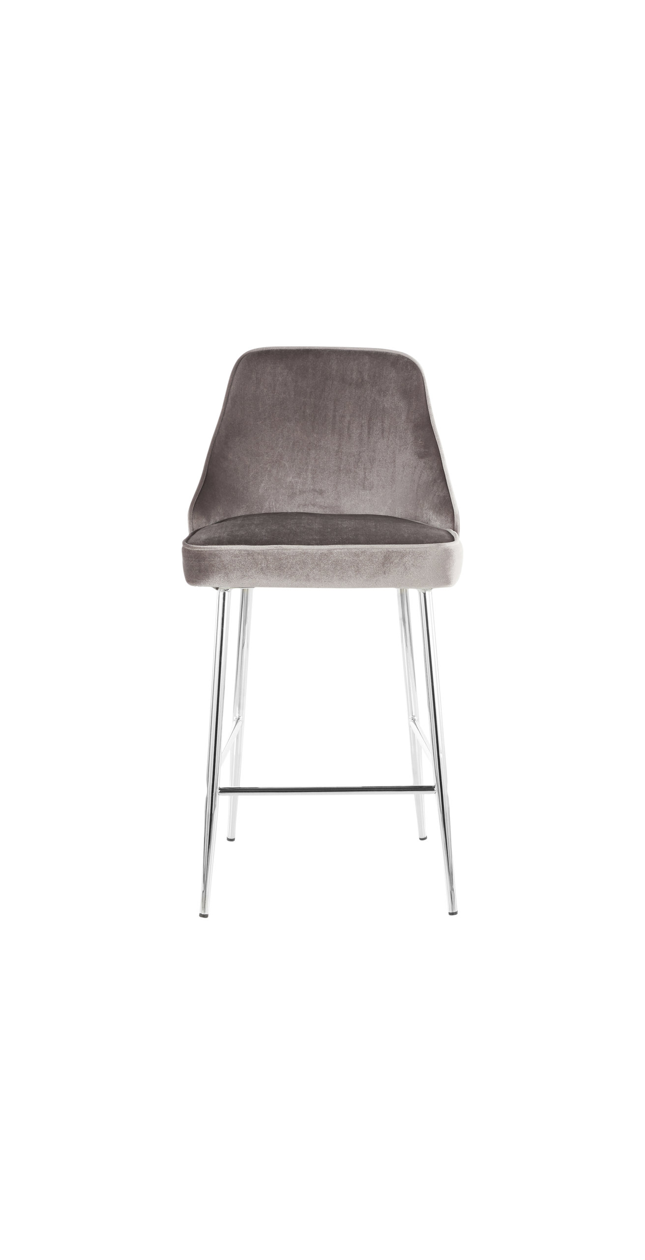 Lumisource Marcel Counter Stool, Chrome and Silver Velvet, Set of 2