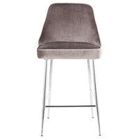 Lumisource Marcel Counter Stool, Chrome and Silver Velvet, Set of 2