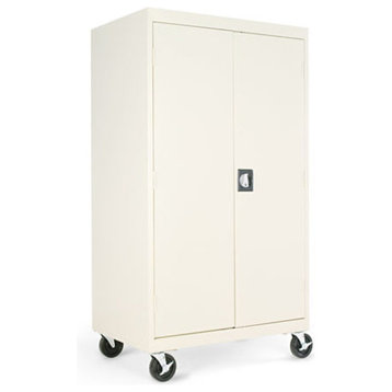 Mobile Storage Cabinet With Adjustable Shelves 36"x24"x66", Putty