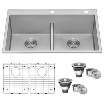 Ruvati 33" Drop-in Stainless Steel Kitchen Sink, RVH8051