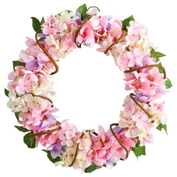 16 in. Hydrangea Artificial Wreath