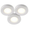LED White Under Cabinet Puck Lights, 3-Pack