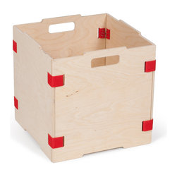 Sprout - Stackable Wood Cube Storage Box, Red, Without Lid, Single Box - Storage Bins And Boxes