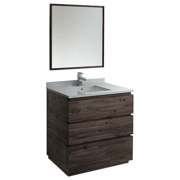 Fresca Formosa 36" Modern Wood Bathroom Vanity with Mirror in Brown