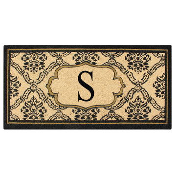A1HC  Uriel Treated Coir Entry Monogrammed Double Doormat, 60"x30", X-Large, S