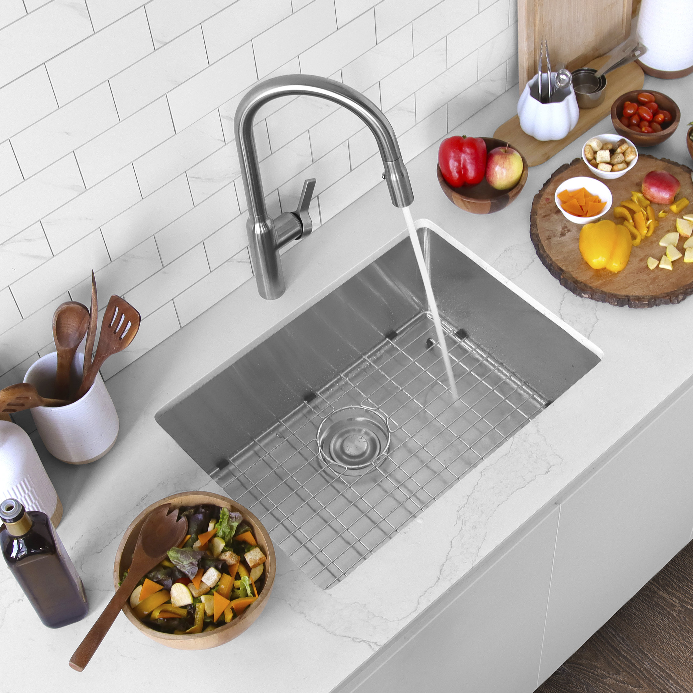 STYLISH 23" x 18" Stainless Steel 16 Gauge Single Basin Undermount Kitchen Sink
