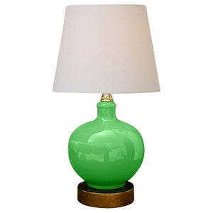 Cute Embossed Style Green Porcelain Table Lamp 15" 