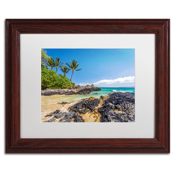 Pierre Leclerc 'Tropical Beach' Matted Framed Art, Wood Frame, White, 14x11