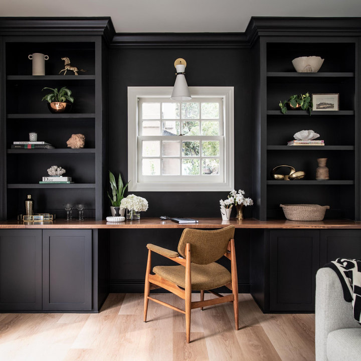 75 Beautiful Home Office with Black Walls Ideas &amp; Designs - February ...