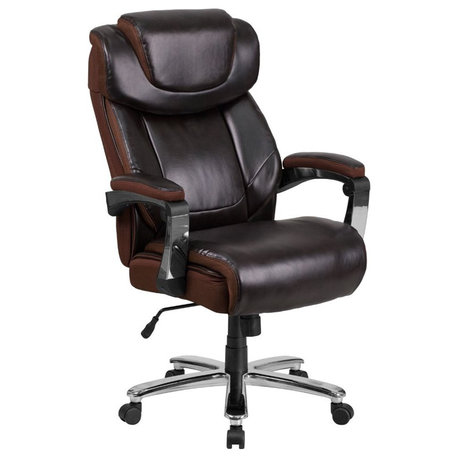 Flash Furniture Big and Tall Leather Office Swivel Chair in Black and Brown