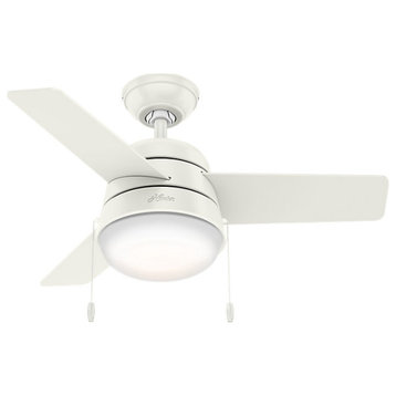 Hunter 5930 Aker 36" 3 Blade Indoor Ceiling Fan - Blades and LED - White