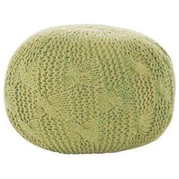 GDF Studio Ash Outdoor Handcrafted Modern Fabric Weave Pouf, Lime