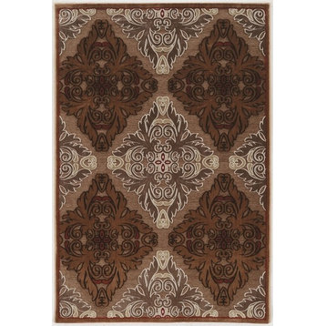 Linon Juncture Medallions Power Loomed Chenille Polyester 8'x10' Rug in Brown