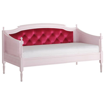 Wynell Velvet Daybed, Pink and Red