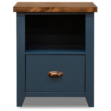Blue and Brown Finish Solid Wood File Cabinet