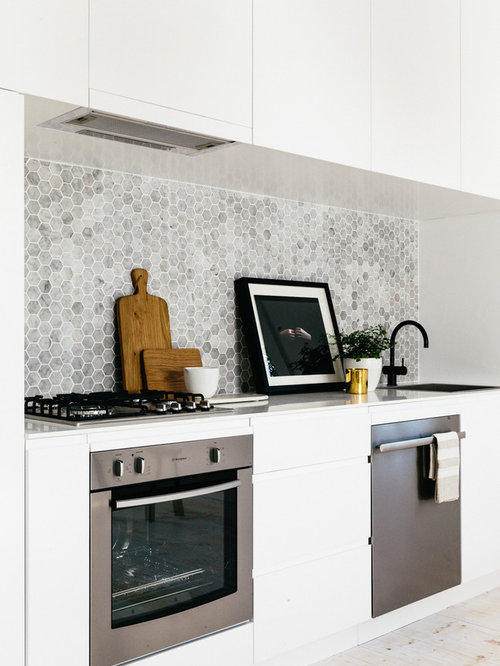 Scandinavian Kitchen Design Ideas, Renovations & Photos with Stone Tile