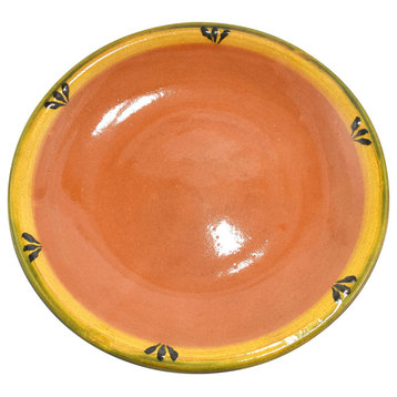 Ancient Cookware, Mexican Clay Dinner Plate, Trefoil Design, 10 inch