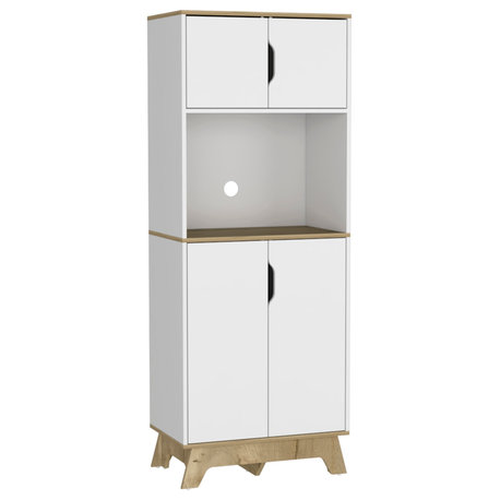 Pamplona Microwave Tall Cabinet, Kitchen, Light Oak/White