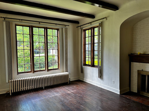 View of Exposed wood ceiling beams
