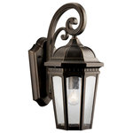 Kichler Lighting - Kichler Lighting 9033RZ Courtyard - One Light Outdoor Wall Mount - Uncluttered and traditional, this attractive wall lantern from the Courtyard(TM) collection adds the warmth of a secluded terrace to any patio or porch. What a welcoming beacon for your home's exterior. Done in a Rubbed Bronze finish with Clear-seedy glass. 1-light, 150-W. Max. (M) Width 8-1/2" Height 18" Extension 11" Height from center of wall opening 8" Backplate size: 5-3/4" x 10-1/2" UL Listed for wet location.* Number of Bulbs: 1*Wattage: * BulbType: A19 Medium Base* Bulb Included: No