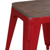 Kai Commercial Grade 18" Barstool with Wooden Seat, Stackable, Set of 4, Red