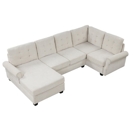 Gewnee 120" Modern U-Shaped Corner Sectional Sofa